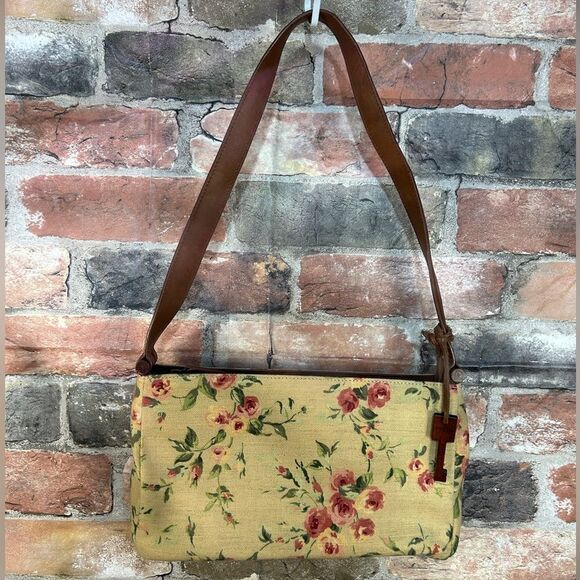 VTG Fossil Floral Canvas Leather Purse - Picture 1 of 8